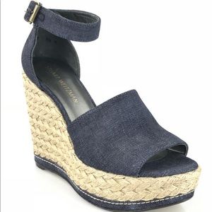Stuart Weitzman Navy Denim Sohojute Espadrille
